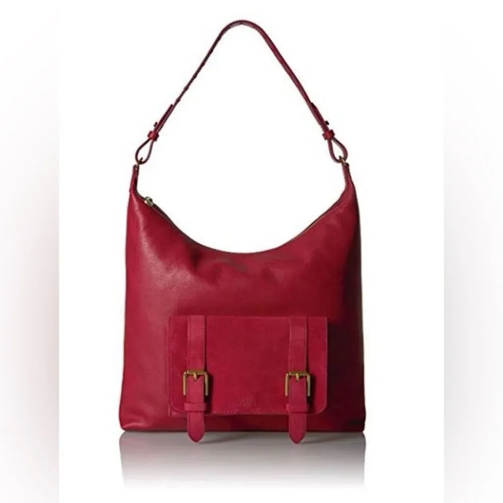 Fossil Women's Cleo Leather Hobo Shoulder Bag in Red Velvet